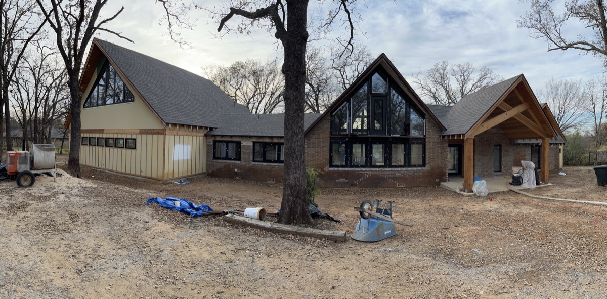 Panoramic new construction — A-frame with floor-to-ceiling glass